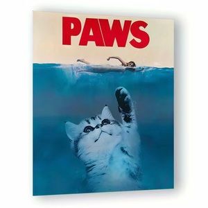 Paws Funny Movie Cat Poster Jaws Film Art Print Humor 8x10in NEW